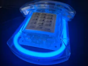 VTG Retro 80s Cicena Roxanne Blue Neon Light Telephone Phone - No Cords - Picture 1 of 12