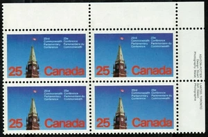 Canada sc#740i Parliamentary Conference, UR Imprint Block, MF Paper, Mint-NH - Picture 1 of 2