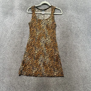 Abito tubino babydoll vintage anni 90/Y2k Knapp Studio donna piccolo stampa leopardata grunge - Foto 1 di 11