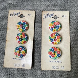 Vintage Flower Buttons LA VOGUE WASHABLE 6 total #9003 30 - Picture 1 of 4