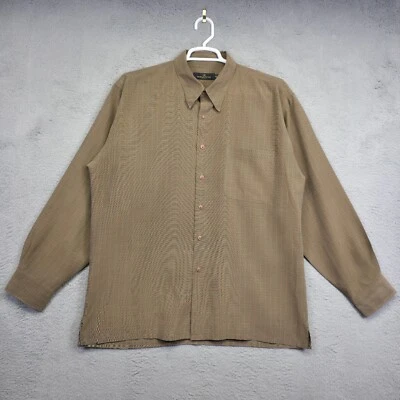 Bugatchi Uomo Shirt Mens XL Brown Minimalist Check Classic Understated Neutral - Image 1 of 4