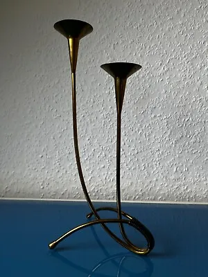 Kerzenständer 2 Armig Aus Messing Trompetenform 50er / 60er Vintage • 29.90€