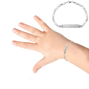 Pulsera Figaro de plata de ley para niños con garra de langosta 6" - Imagen 1 de 5