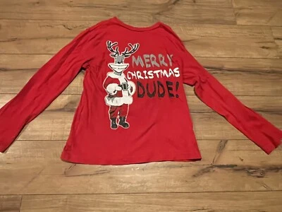 Camisa Roja Children's Place Christmas "Feliz Navidad DUDE" Talla Mediana (7/8) Foto 1 de 4