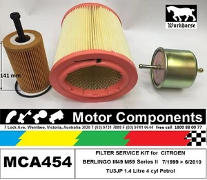 FILTER KIT Oil Air Fuel for CITROEN BERLINGO M49 M59 SerII TU3JP 1.4L Petrol 99 - Picture 1 of 3