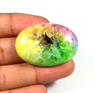 Natural Solar Druzy Quartz Gemstone 37x25 mm Multi Heart Oval Smooth Cabs SR-423 - Picture 1 of 9