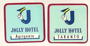 ETICHETTE BAGAGLIO _JOLLY HOTEL TARANTO e JOLLY HOTEL AGRIGENTO _ Luggage label - Bild 1 von 1