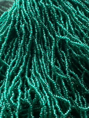 Antique Micro Seed Beads-20/0 Medium to Dark Teal Blue-Green Hanks - Image 1 of 4
