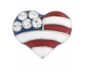 Origami Owl PATRIOTIC AMERICAN FLAG HEART w/CRYSTALS Floating Enamel Charm - Picture 1 of 2