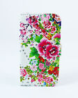 iPhone 5G Case Flip Cover Etui Tasche H&#252;lle Blumen bunt strass