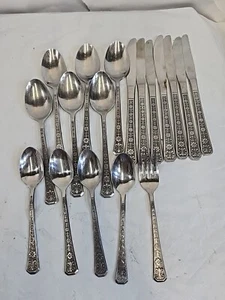 18 Pc Interpur 8 Petal Florenz Stainless Flatware Silverware Fleur-de-lis Korea - Picture 1 of 9