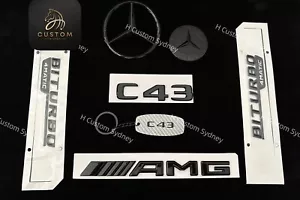 Gloss Black C43 Full Badges Emblems Package for Mercedes C43 W205 C205 S205 A205 - Picture 1 of 5