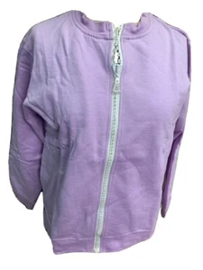 Women sweatshirt peace sign rhinestones on back lavender zipper soft - Picture 1 of 5