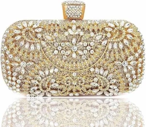Yokawe Womens Crystal Evening Clutch Bag Bridal Wedding Purse Rhinestone - Picture 1 of 7