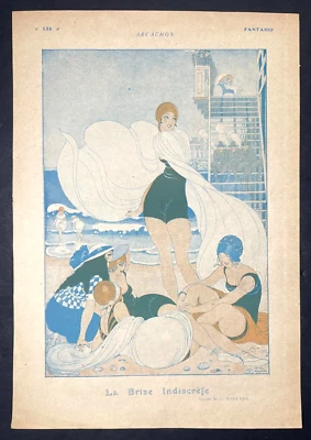 Gerda Wegener La Brise Indiscrete Fantasio Magazine ca. 1920 Vintage Art Print Foto 1 de 2
