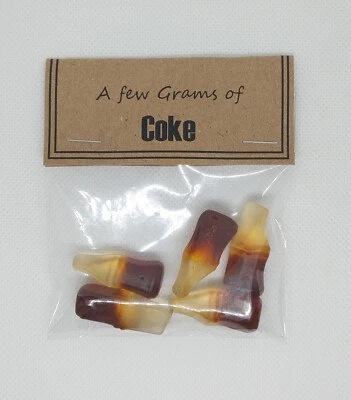 LOVELETTERBOXGIFTS Little Bag Of Coke , Few Grams of Coke a Cola Bottles, Joke Gift, Stag and Hen