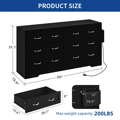 Cómoda de almacenamiento grande de 60 pulgadas con 6 cajones para TV de 65 pulgadas cómoda Foto 1 de 4