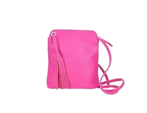 Italienische Echtleder Umhängetasche mit Quaste - pink - Bild 1 von 4