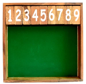 Klappenspiel Shut The Box 9 medium grüne Holzbox Knobelholz Würfelspiel Kinder - Bild 1 von 2
