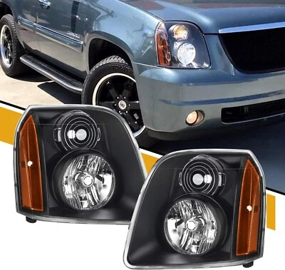 Faros para GMC Yukon XL 1500 2500 2007-2014 carcasa negra halógena tipo L+R Foto 1 de 4