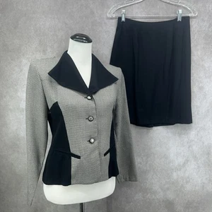 Conjunto de traje de 4 faldas Scarlett de colección para mujer negro gris pata de gallo traje eléctrico carrera - Imagen 1 de 11