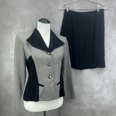 Conjunto de traje de 4 faldas Scarlett de colección para mujer negro gris pata de gallo traje eléctrico carrera Foto 1 de 4