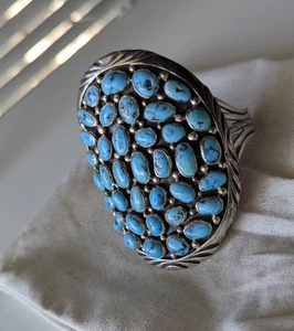 Delbert Chatter Navajo Sterling Cluster Manschette - Kingman Türkis 97 Gramm - Bild 1 von 13