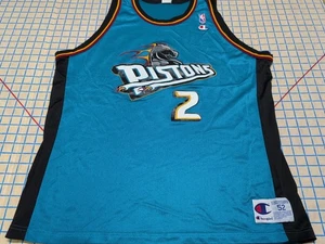 NBA Vintage Stacey Augmon #2 Detroit Pistons Champion Jersey Men's Xl-52 ~9 - Picture 1 of 12