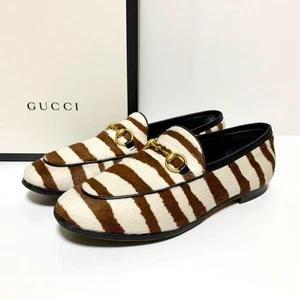 GUCCI Jordaan Zebra Print Haircalf Leather Horsebit Loafers Size 35 from Japan - Bild 1 von 10