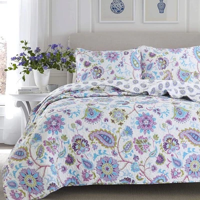 Juego de cama edredón reversible cachemira floral púrpura lavanda lila, cobertor B... Foto 1 de 4