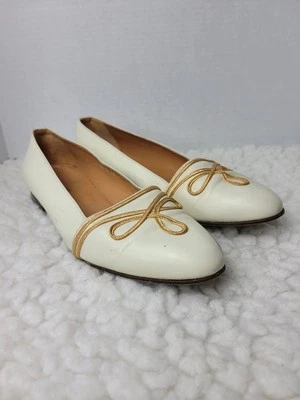 Ralph Lauren Collection Women's Shoes Size 10 B Cream Leather Ballet Flats  - Image 1 of 4