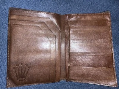 Reloj Rolex Vintage Raro Pasaporte Documento y Tarjetero Cuero Marrón Coñac Foto 1 de 3