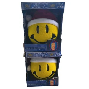 Glasfaser Lächeln Gesicht mit Nikolausmütze Weihnachtsdeko Walmart gelb Smiley - Bild 1 von 22