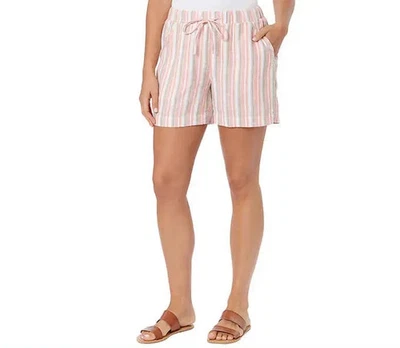 BRIGGS NEW YORK MUJER LINO MEZCLA PULL ON VERANO SHORTS XS Rosa Rayas Foto 1 de 4