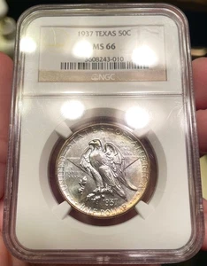 1937 Texas Commemorative Half Dollar NGC MS66 Gorgeous Toning Color - Picture 1 of 4