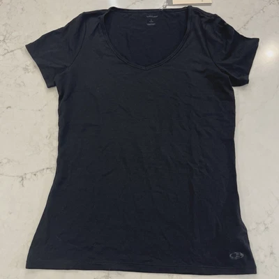 NUEVA Camisa Top Negra Icebreaker Mujer L Mezcla Lana Sirena Manga Corta Capa Base Foto 1 de 4