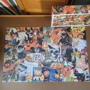 Wippe Boo Happy Halloween 1000 Teile Puzzle Retro Vintage Stil Collage Kunst Katzen - Bild 1 von 2