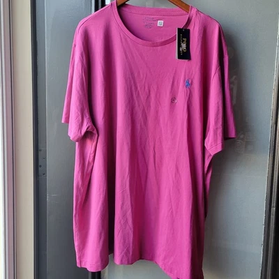 NUEVO Polo Ralph Lauren Para Hombre Calce Clásico Camiseta Rosa Vivo Cuello Redondo XXL Foto 1 de 4
