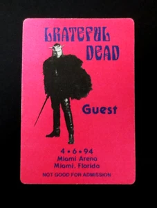 Grateful Dead Backstage Pass Orson Welles Miami Florida FL FLA 4/6/94 4/6/1994 - Picture 1 of 20