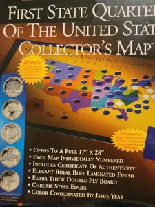 Limited Edition First State Quarters Of The United States Collector's Map NIB - Picture 1 of 3