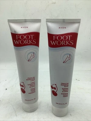 Lote de 2- Loción Exfoliante Hidratante Exfoliante Avon Foot Works Cherry Ice 3.4oz Foto 1 de 4