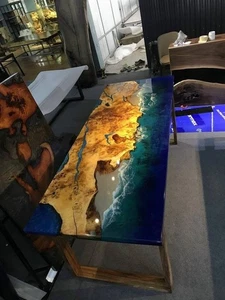Blue Epoxy Acacia Table Dining Coffee Table Tops Custom Order Modern dining room - Picture 1 of 4