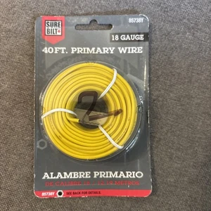 Sure Bilt 40 foot Primary Wire 18 Gauge 85738Y Yellow Wire Color New Unopened - Picture 1 of 6