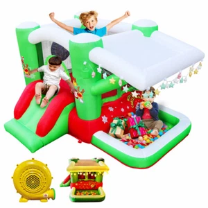Gonfiabile 80"x91"x55" Natale Jump 'n Slide per Bambini con Soffiatore - Foto 1 di 7