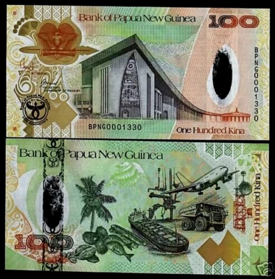 Papua New Guinea 100 KINA P-37 2008 Bird Polymer COMMEMORATIVE 35th Any BANKNOTE - Image 1 of 4