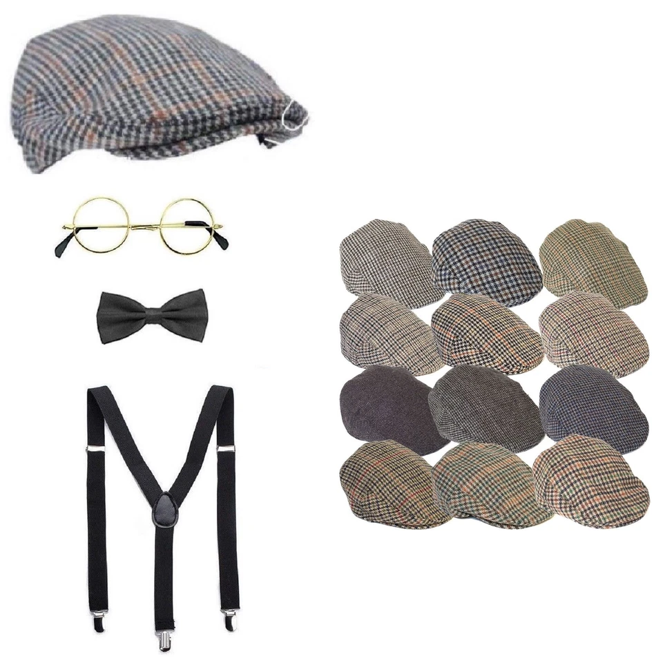 CONJUNTO DE GAFAS DE GORRA PLANA LOOK VIEJO BRACKETS ARCO PENSIONISTA OAP GRAN PAPÁ GRIS Foto 1 de 2