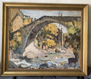 ::HANS ZÜRICHER *1880 ÖLGEMÄLDE ANTIKE BRÜCKE RÖMISCH SÜDEN °FLUß RAHMEN ABER WO - Bild 1 von 7