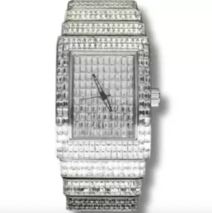 ICE STAR Men's 40mm Fully Iced Out Baguette Diamonds Watch, Rectangle Case - Picture 1 of 6