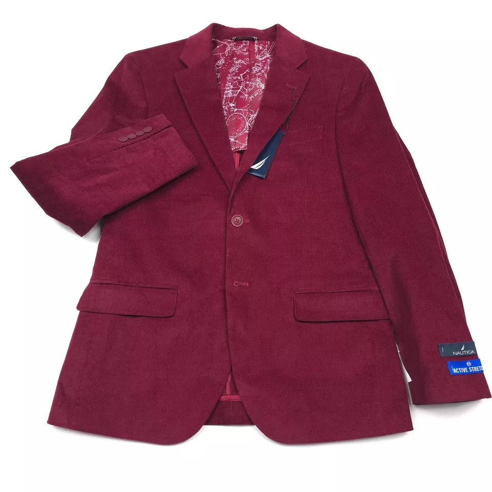 $295 Nautica Brielle Borgoña Rojo Pana Abrigo Deportivo Blazer Chaqueta Para Hombres 46L Foto 1 de 4