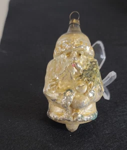 Vintage Christmas Tree Ornament Blown Mercury Glass Santa Claus Germany Gold Old - Picture 1 of 14